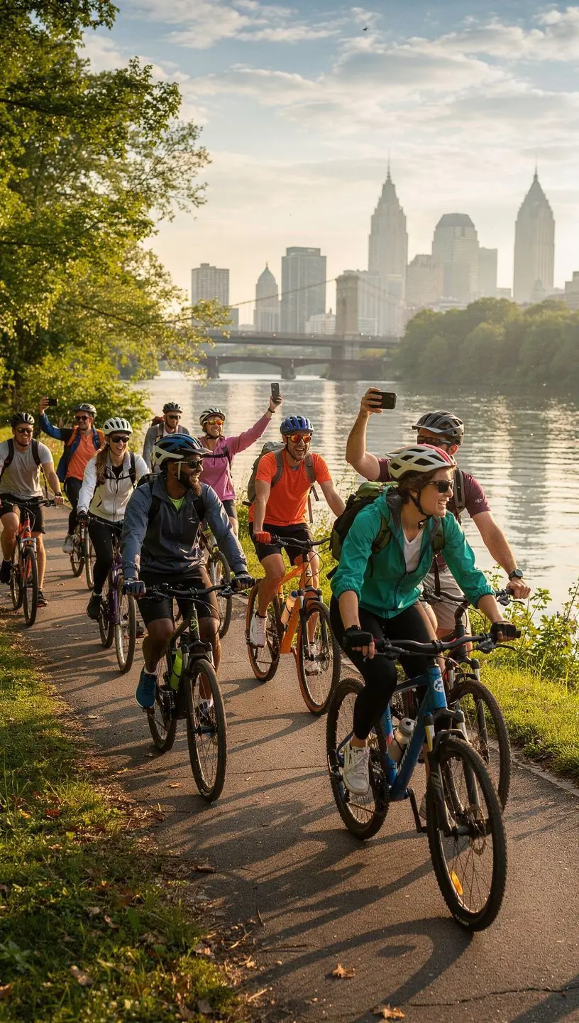 Экскурсия по музею современного искусства с посетителями, наслаждающимися выставками и обсуждающими произведения.