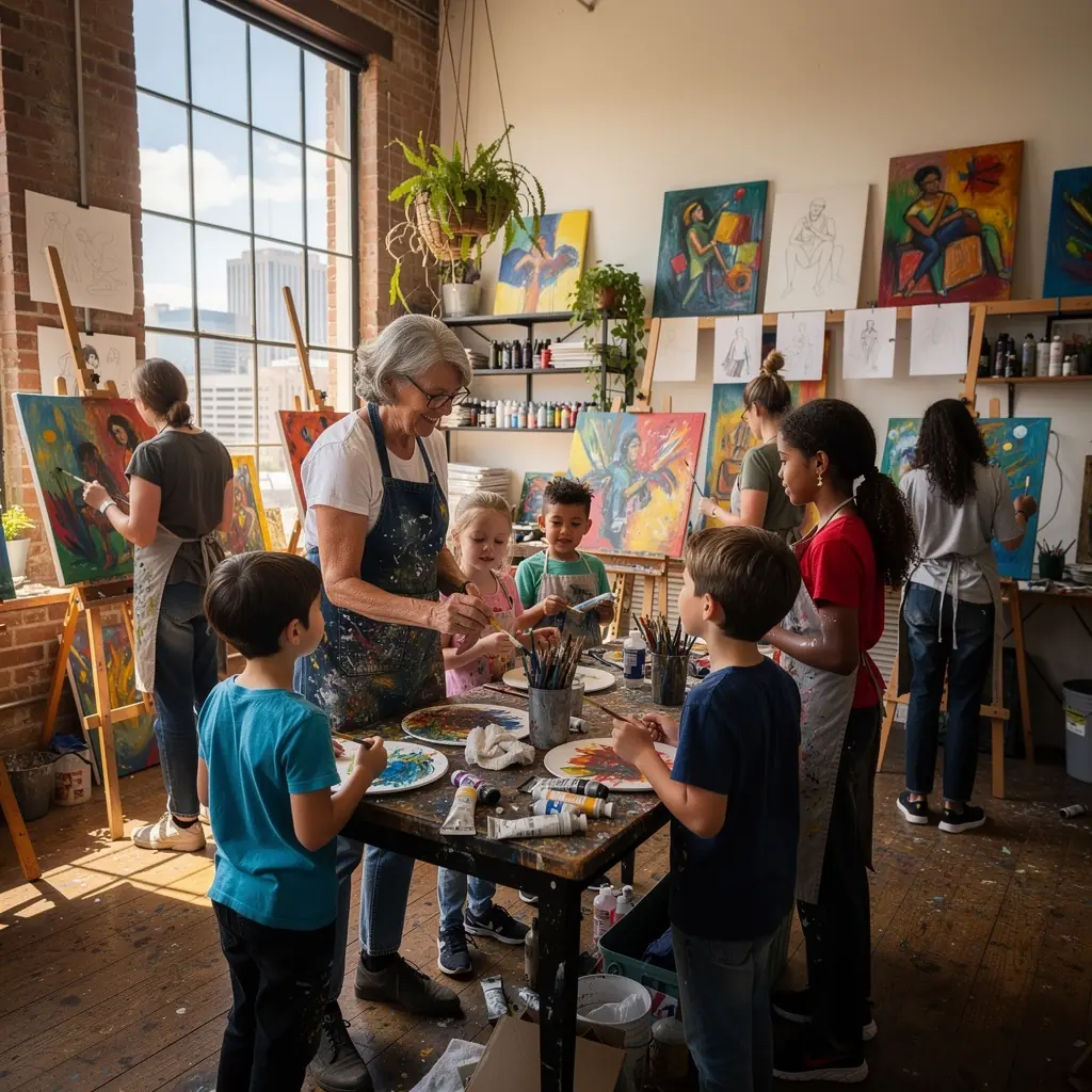 Экскурсия по современному музею искусств с выставками и интерактивными инсталляциями.