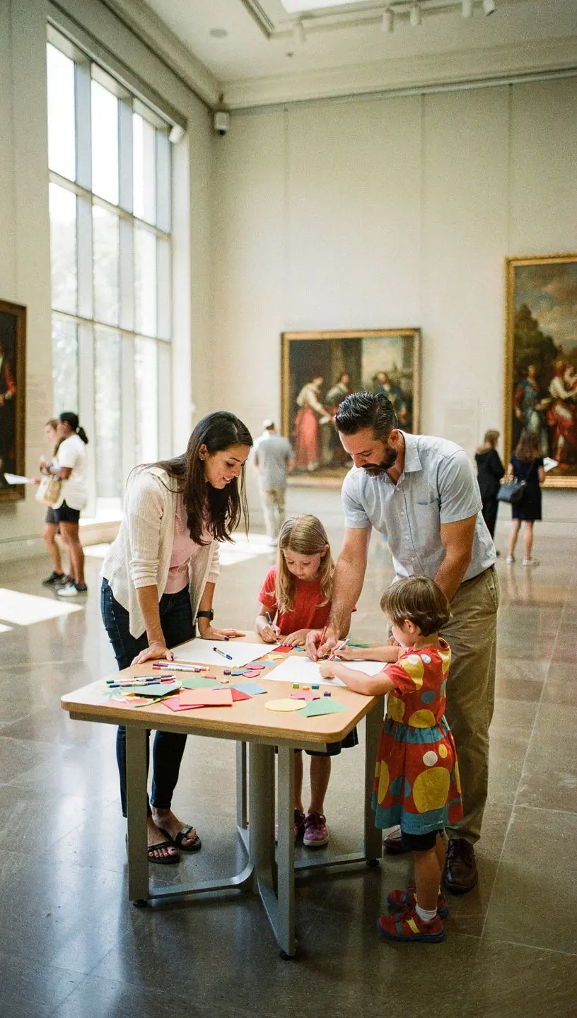 Пешеходная улица с уличными артистами и местными ремесленниками.